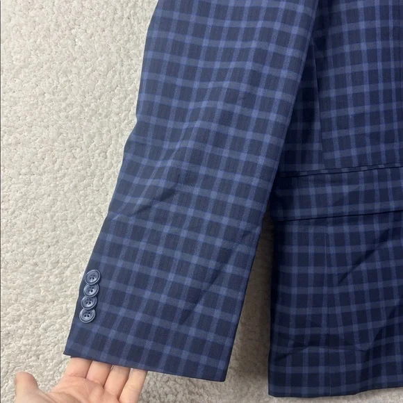 NWT Ben Sherman Mens Navy Blue Plaid Blazer Sport Coat Size 44R - Picture 7 of 16